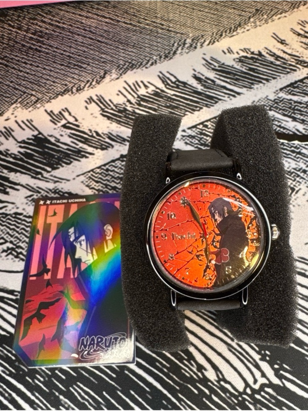 Naruto Itachi Themed Watch - Black Strap, Red Face